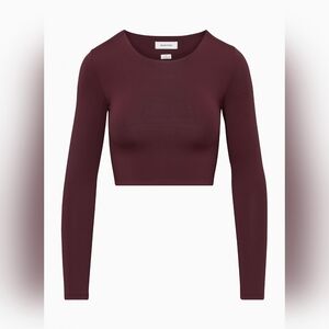 Aritzia Bababton Contour Crew Cropped Longsleeve crewneck Small Brown